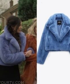 Brassic S05 Michelle Keegan Blue Cropped Fur Jacket