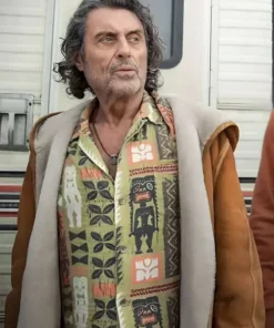 American Gods S03 Mr. Wednesday Brown Shearling Jacket