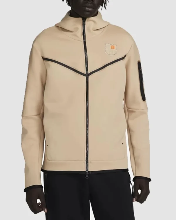 Barcelona Tech Windrunner Beige Soccer Hoodie Barcelona Tech Windrunner Beige Soccer Hoodie