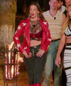 Battle Camp S01 Polly Brindle Red Star Print Leather Jacket