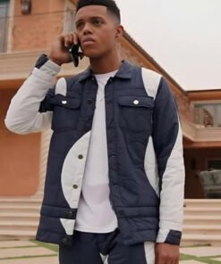Bel-Air S02 Jabari Banks Navy Blue & White Quilted Jacket