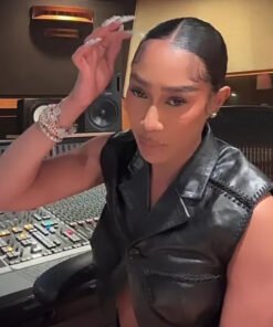 Bia Black Leather Vest