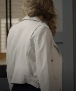 Big Sky Jenny Hoyt White Leather Moto Jacket