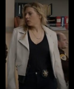 Big Sky Jenny Hoyt White Leather Moto Jacket