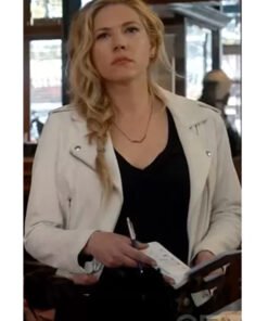 Big Sky Jenny Hoyt White Leather Moto Jacket