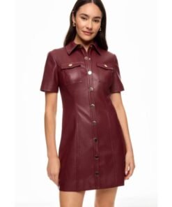 CBS Mornings 2025 Adriana Diaz Burgundy Leather Dress