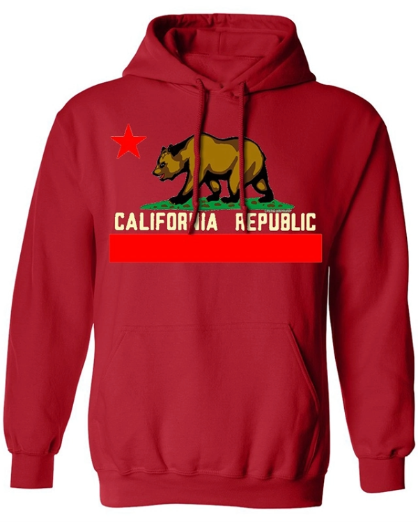 California Republic Pullover RED Hoodie California Republic Pullover RED Hoodie