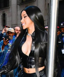 Cardi B NYC 2025 Black Cropped Jacket