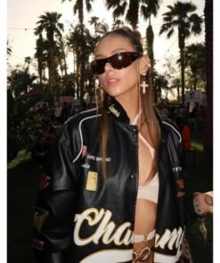 Champs Black Racing Style Leather Jacket