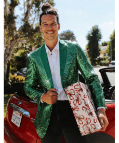 Christmas Green Sequin All Over Blazer