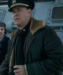 Tom Hanks Greyhound Shearling Leather Jacket