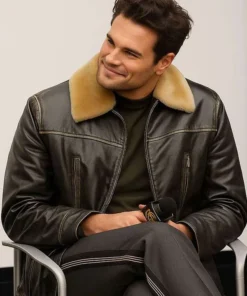 Tom Bateman Hedda BAFTA Shearling Leather Jacket