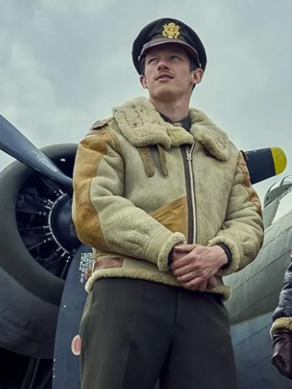Callum Turner Masters of the Air B3 Bomber Leather Jacket Callum Turner Masters of the Air B3 Bomber Leather Jacket