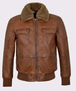 Men Aviator Brown Bomber Jacket