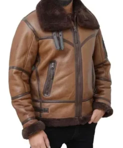 Men Brown Leather Aviator Jacket