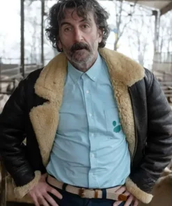 Luis Zahera Old Dog New Tricks Brown Shearling Jacket