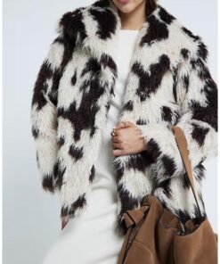Brassic S07 Joanna Higson Cow Print Faux Fur Coat