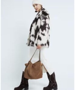Brassic S07 Joanna Higson Cow Print Faux Fur Coat