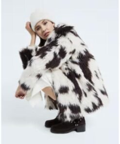 Brassic S07 Joanna Higson Cow Print Faux Fur Coat