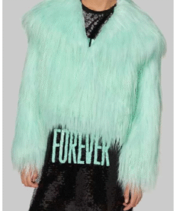 The Life of a Showgirl Mint Faux Fur Coat 2025