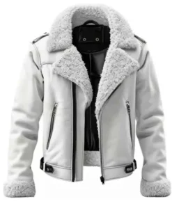 B3 White Shearling Leather Jacket