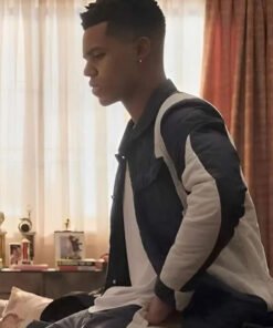 Bel-Air S02 Jabari Banks Navy Blue & White Quilted Jacket