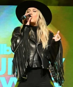 Lainey Wilson Country Power Players 2024 Fringe Leather Jacket
