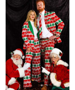 Women’s Knit Print Christmas Suit