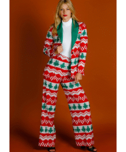 Women’s Knit Print Christmas Suit