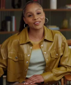 Simone Hicks All American Homecoming Brown Leather Jacket