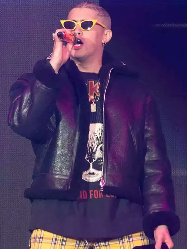 American Airlines Arena Bad Bunny Shearling Leather Jacket American Airlines Arena Bad Bunny Shearling Leather Jacket