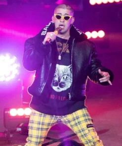 American Airlines Arena Bad Bunny Shearling Leather Jacket