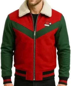 Red and Green Christmas Varsity Jacket