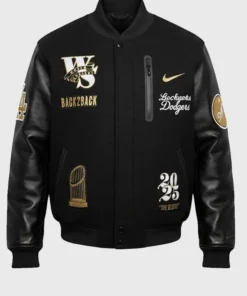 Product Specification: Inspired By: Dave Roberts External Material: Wool Fabric with leather Sleeves Inner Lining: Viscose Lining Front: Zipper and Buttoned Closure Collar: Ribbed Collar Color: Black Pockets: Three at Front and Two Inside Sleeves: Full-length Sleeves with Ribbed Cuffs