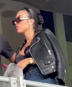 Georgina Rodriguez UEFA EURO 2024 Black Leather Jacket