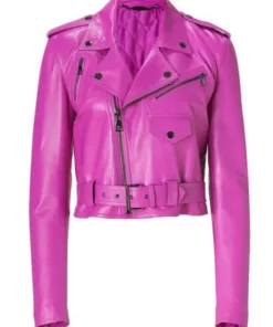 Jessica Alba Hot Pink Leather Jacket