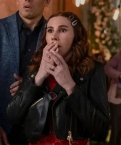 Zosia Mamet Laid 2024 Black Leather Jacket