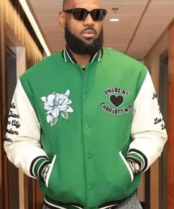 LeBron James Green And White Bomber Jacket