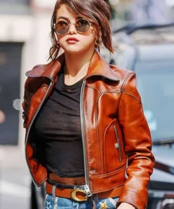 NYFW Show Selena Gomez Leather Jacket