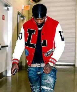 Pop Smoke Dreaming Red Varsity Jacket