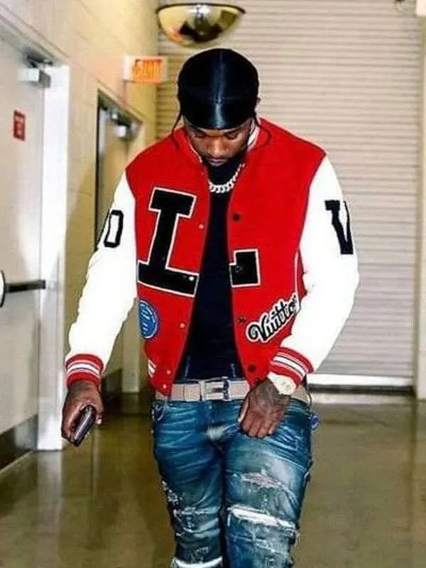 Pop Smoke Dreaming Red Varsity Jacket Pop Smoke Dreaming Red Varsity Jacket