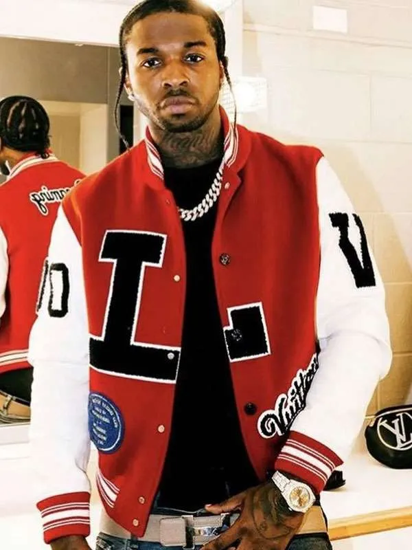 Pop Smoke Dreaming Red Varsity Jacket Pop Smoke Dreaming Red Varsity Jacket