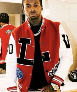 Pop Smoke Dreaming Red Varsity Jacket