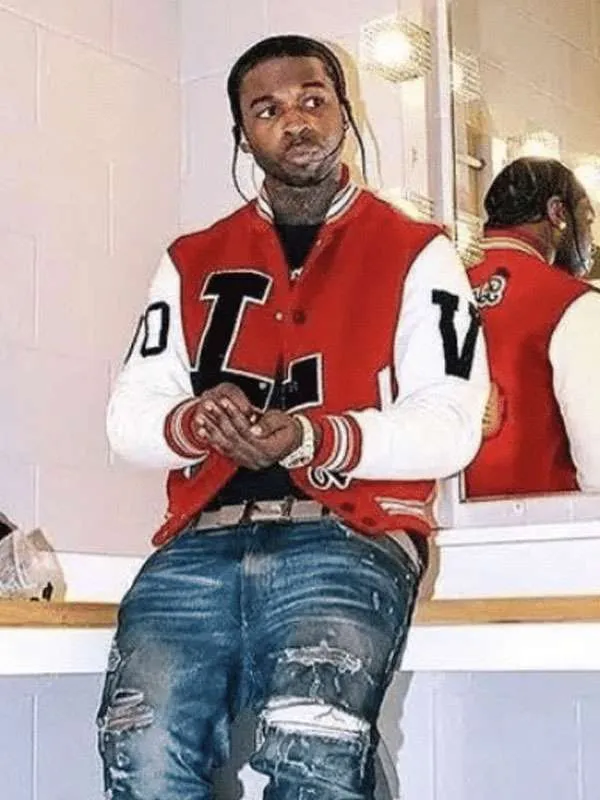 Pop Smoke Dreaming Red Varsity Jacket Pop Smoke Dreaming Red Varsity Jacket