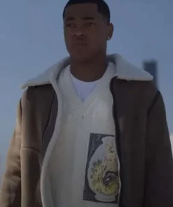 Power Book II Ghost S04 Tariq St. Patrick Shearling Brown Leather Jacket