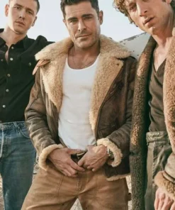 Zac Efron The Iron Claw 2023 Shearling Leather Jacket