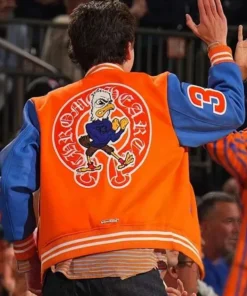Timothee Chalamet Orange and Blue Varsity Jacket