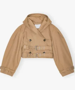 Women Cotton Short Trench Jacket