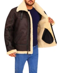 Men B3 Shearling Brown Leather Jacket