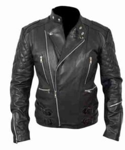 Mens Brando Style Slim-Fit Biker Jacket